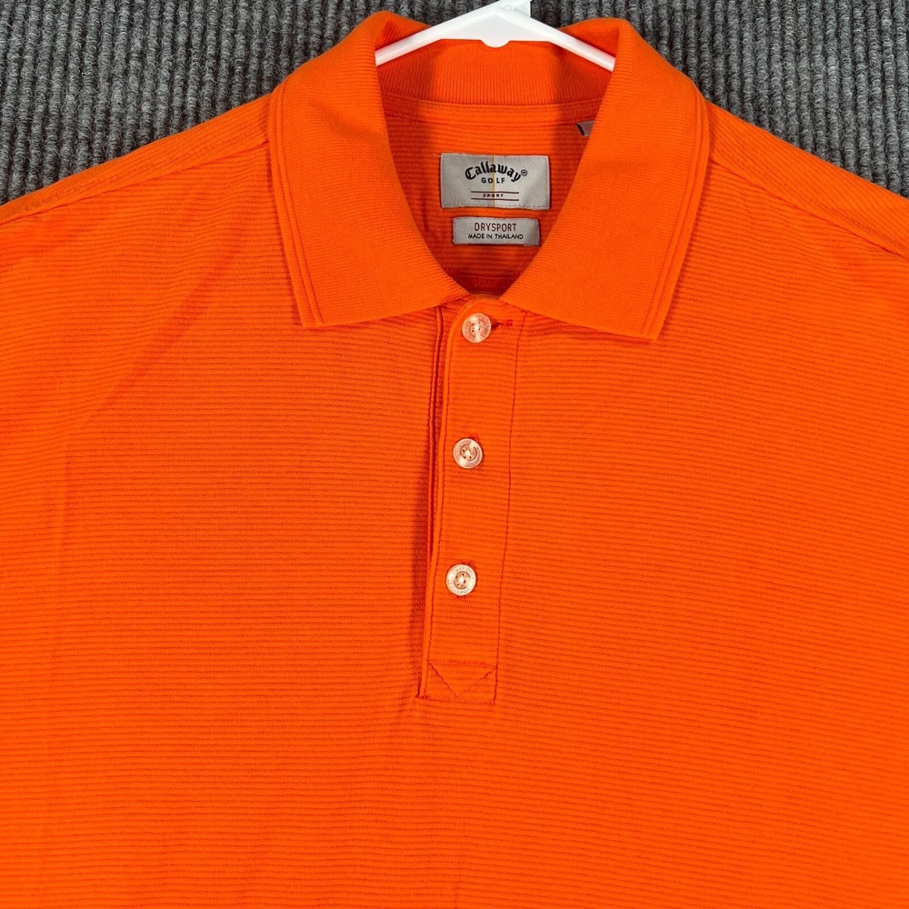 Callaway Shirt Golf Sport Mens Size Large Orange Short Sleeve Polo Dry Sport